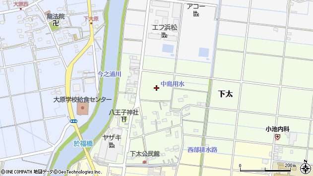 〒437-1205 静岡県磐田市下太の地図