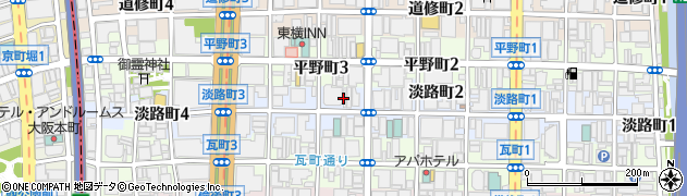大阪府大阪市中央区淡路町3丁目1周辺の地図