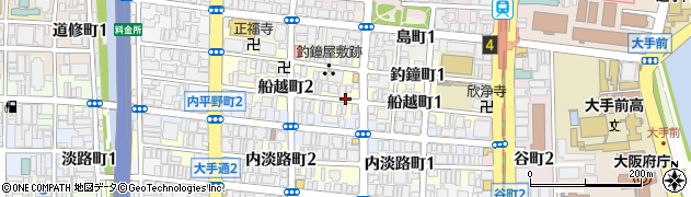 大阪府大阪市中央区船越町周辺の地図