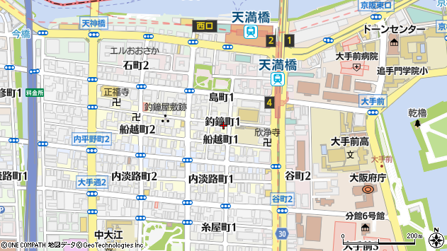 〒540-0035 大阪府大阪市中央区釣鐘町の地図