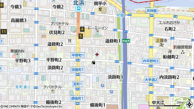 〒541-0046 大阪府大阪市中央区平野町の地図