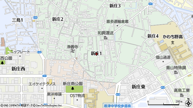 〒578-0963 大阪府東大阪市新庄の地図