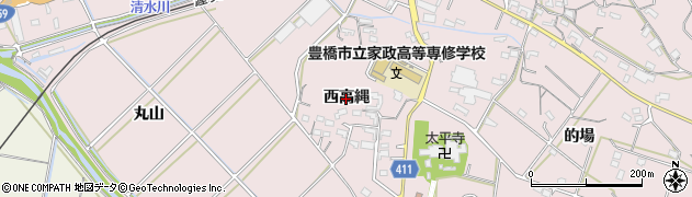 愛知県豊橋市老津町（西高縄）周辺の地図