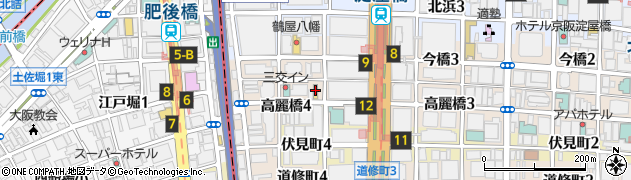 ファミリーマート高麗橋四丁目店周辺の地図