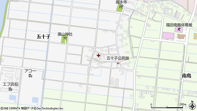 〒437-1206 静岡県磐田市五十子の地図