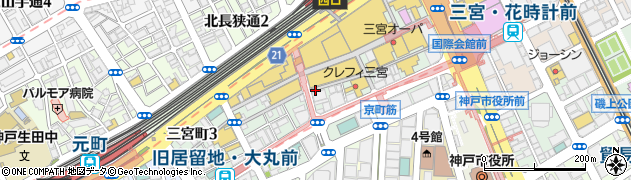 兵庫県神戸市中央区三宮町周辺の地図