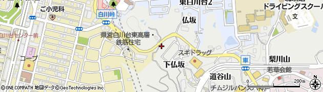 兵庫県神戸市須磨区車（下仏坂）周辺の地図