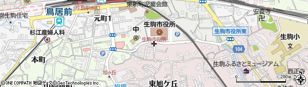 生駒市役所周辺の地図