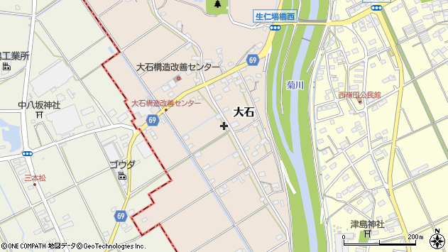 〒437-1524 静岡県菊川市大石の地図