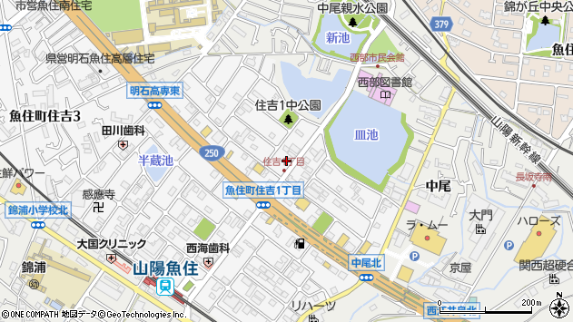 〒674-0083 兵庫県明石市魚住町住吉の地図