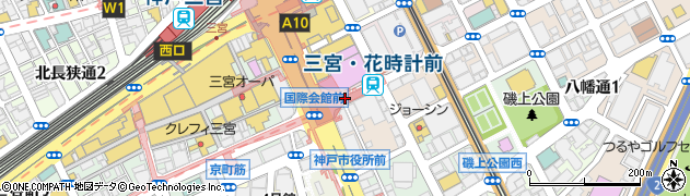 ファミリーマートＵライン三宮花時計前駅売店周辺の地図