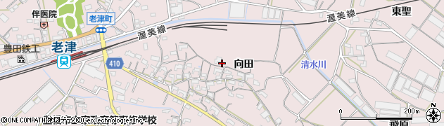 愛知県豊橋市老津町（向田）周辺の地図