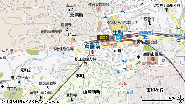 〒630-0257 奈良県生駒市元町の地図