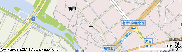 愛知県豊橋市老津町（新田）周辺の地図