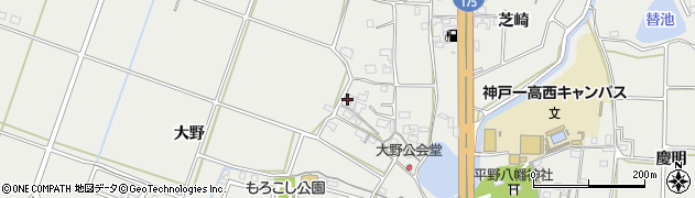 兵庫県神戸市西区平野町（大野）周辺の地図