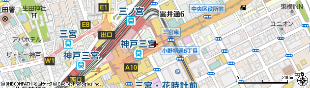 阪神三宮(日生前)周辺の地図