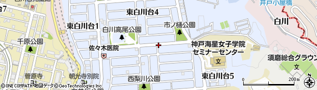 兵庫県神戸市須磨区東白川台周辺の地図
