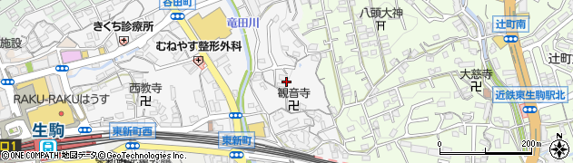 奈良県生駒市谷田町周辺の地図