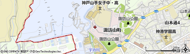 兵庫県神戸市中央区諏訪山町周辺の地図