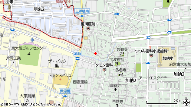 〒578-0901 大阪府東大阪市加納の地図