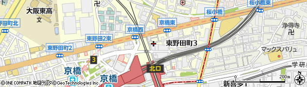 大阪府大阪市都島区東野田町3丁目周辺の地図
