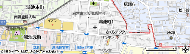 大阪府東大阪市鴻池町周辺の地図