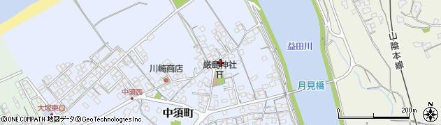 益田中須簡易郵便局周辺の地図