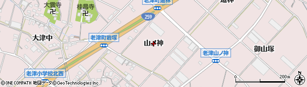 愛知県豊橋市老津町（山ノ神）周辺の地図