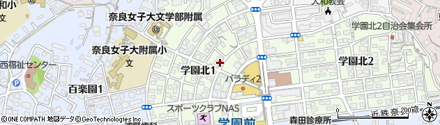 奈良県奈良市学園北周辺の地図