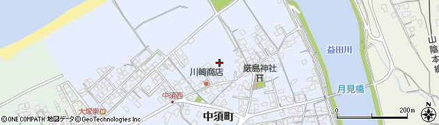 島根県益田市中須町周辺の地図