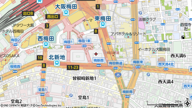 〒530-0001 大阪府大阪市北区梅田の地図