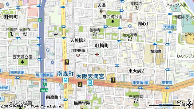 〒530-0038 大阪府大阪市北区紅梅町の地図