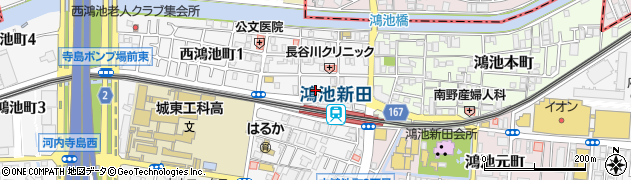 東大阪西鴻池郵便局 ＡＴＭ周辺の地図