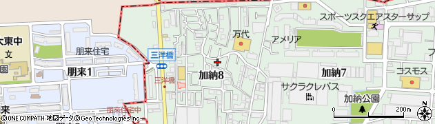 大阪府東大阪市加納8丁目15周辺の地図