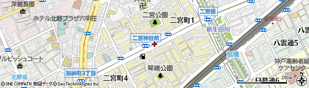 兵庫県神戸市中央区二宮町周辺の地図
