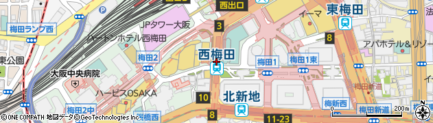 西梅田駅周辺の地図