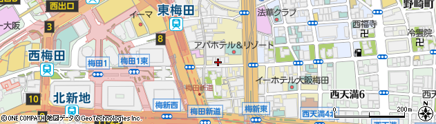焼肉 力丸 梅田 お初天神店周辺の地図