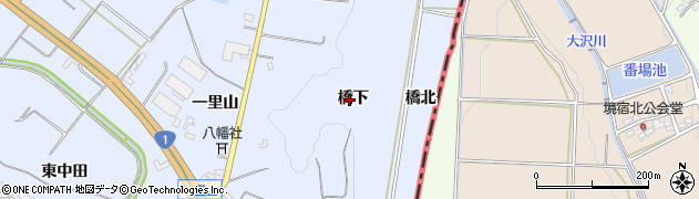 愛知県豊橋市東細谷町（橋下）周辺の地図