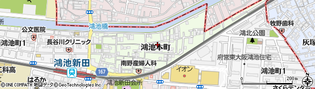 大阪府東大阪市鴻池本町周辺の地図