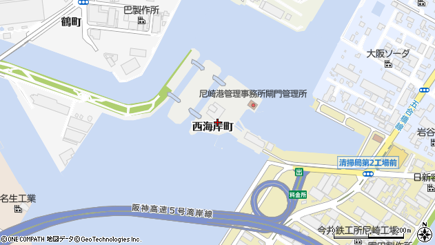 〒660-0093 兵庫県尼崎市西海岸町の地図
