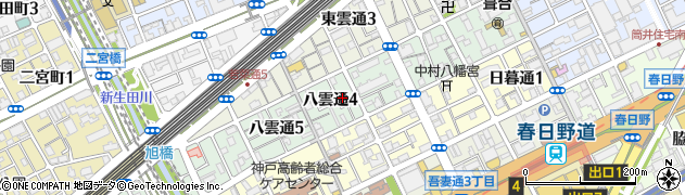 兵庫県神戸市中央区八雲通周辺の地図