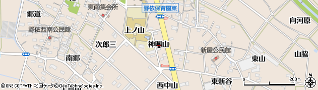 愛知県豊橋市野依町神明山周辺の地図