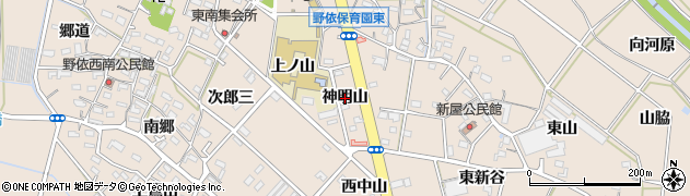 愛知県豊橋市野依町（神明山）周辺の地図