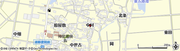 愛知県田原市浦町中村周辺の地図