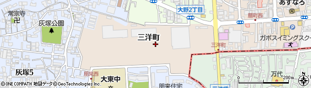 大阪府大東市三洋町周辺の地図