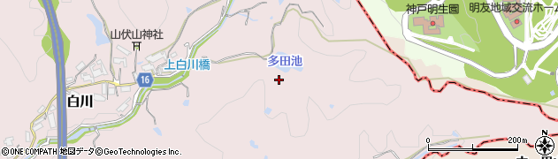 兵庫県神戸市須磨区白川（東向井）周辺の地図