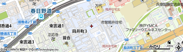 兵庫県神戸市中央区筒井町周辺の地図
