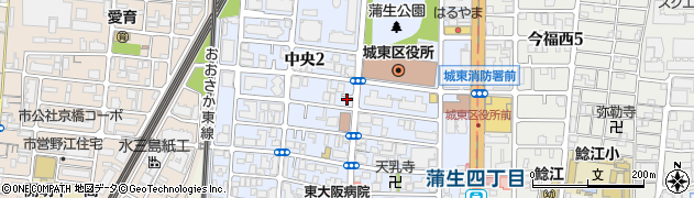 大阪府大阪市城東区中央周辺の地図
