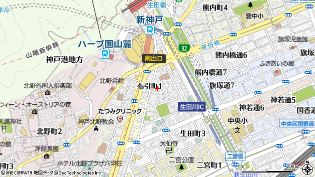 〒651-0092 兵庫県神戸市中央区生田町の地図