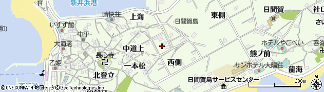 愛知県南知多町（知多郡）日間賀島（西側）周辺の地図